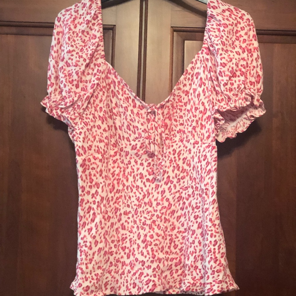 Top Shop pink animal printed blouse